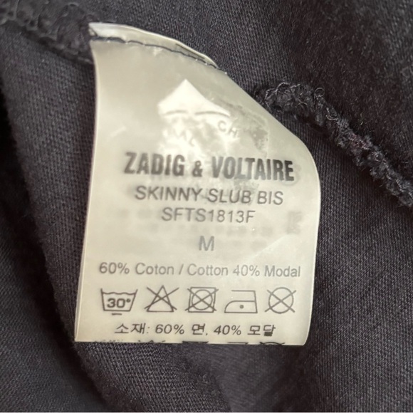 ZADIG & VOLTAIRE Black Slub T Shirt, Size M, Like New Condition - Picture 9 of 10